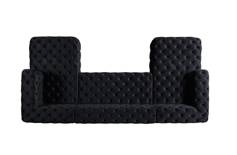 Neva Black Velvet Double Chaise Sectional
