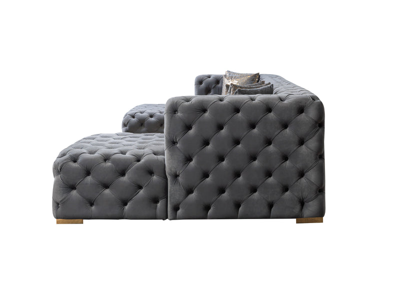 Neva Gray Velvet Double Chaise Sectional