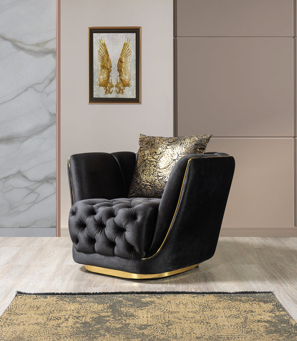 Daphne Black Velvet Chair