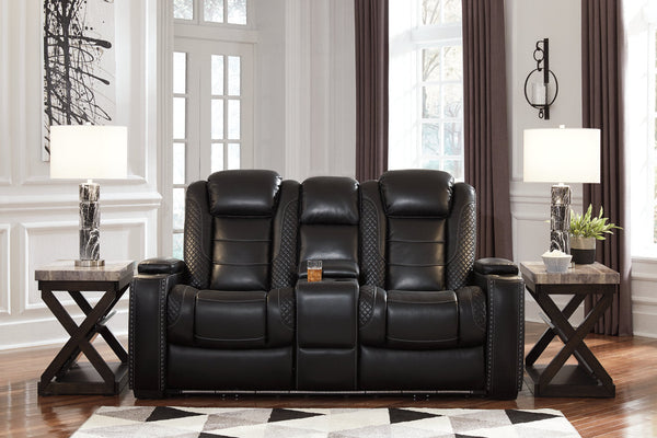 Party Time Midnight Power Reclining Loveseat with Console - 3700318 - Nova Furniture