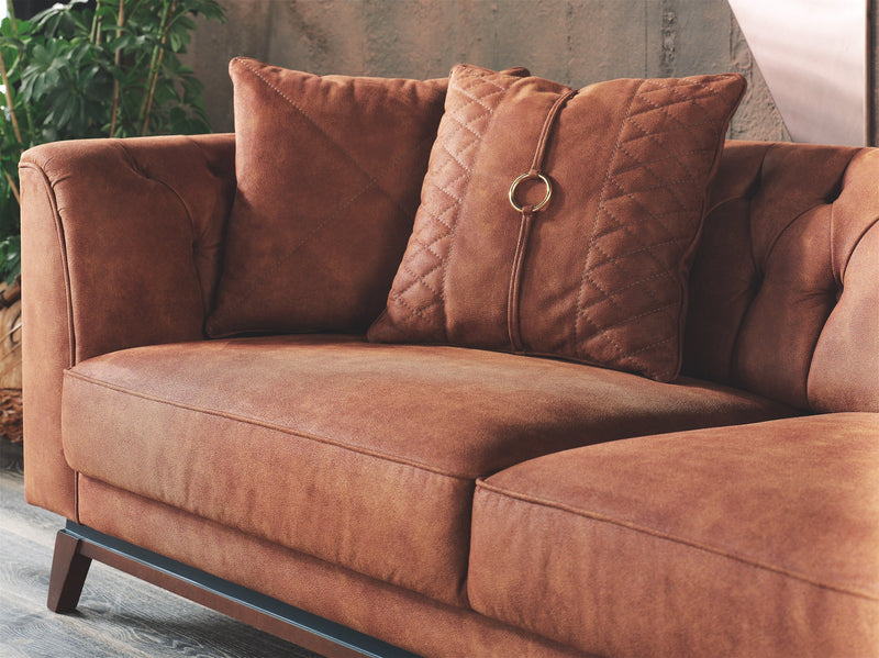 Elegante Leatherser Brown 2-Seater Sofa