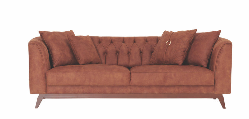 Elegante Leatherser Brown 3-Seater Sofa