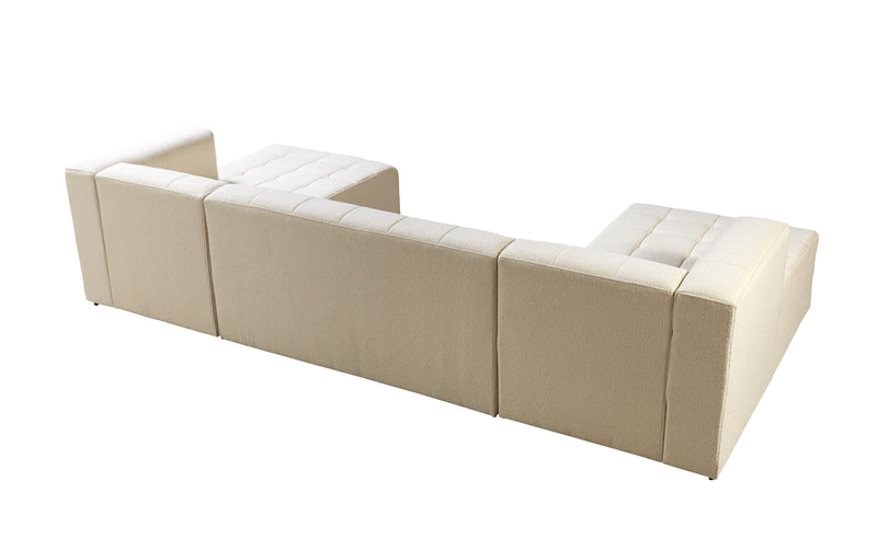 [SEPTEMBER SPECIALS]  Elisha Ivory Boucle Double Chaise Sectional