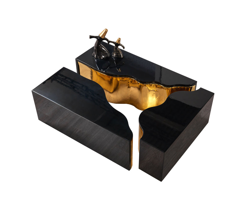 Dream Wood Black/Gold 3-Piece Coffee Table