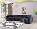 Bonita Charcoal Velvet 3-Piece Curved Sectional