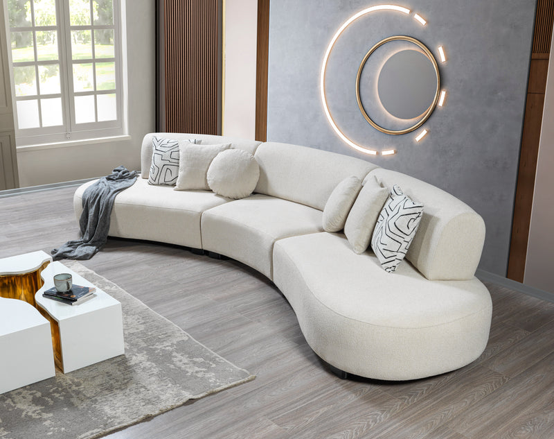 Olivia Ivory Boucle 3-Piece Curved Sectional