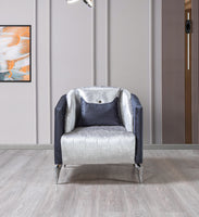 Leina Silver-Gray  Velvet Chair
