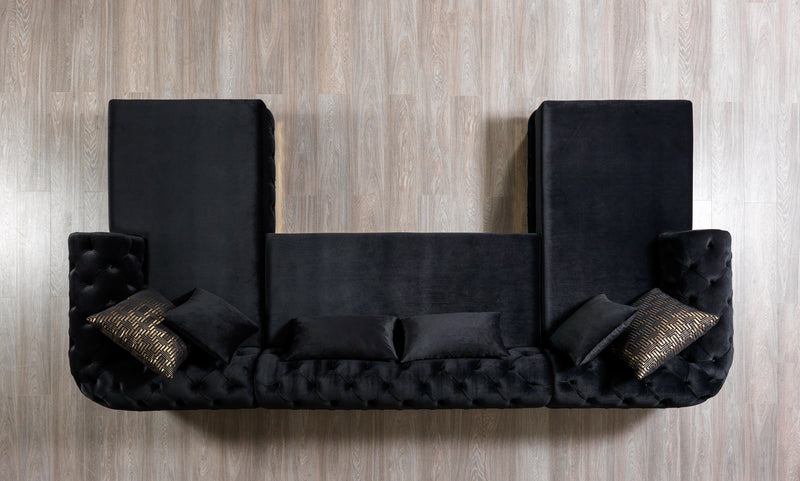 Jessie Black Velvet  Double Chaise Sectional