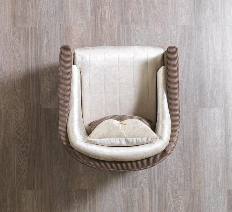 Leina Ivory-Coffee  Velvet Chair