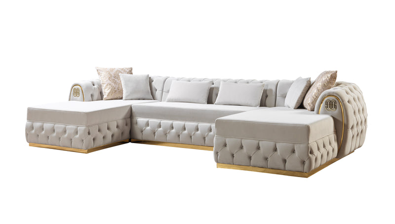 Jess Velvet Ivory Double Chaise Sectional