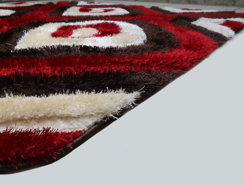 3D Shaggy BROWN-RED Area Rug - 3D151