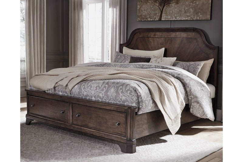 Adinton Brown Queen Panel Bed with 2 Storage Drawers - SET | B517-54S | B517-57 | B517-98 - Nova Furniture