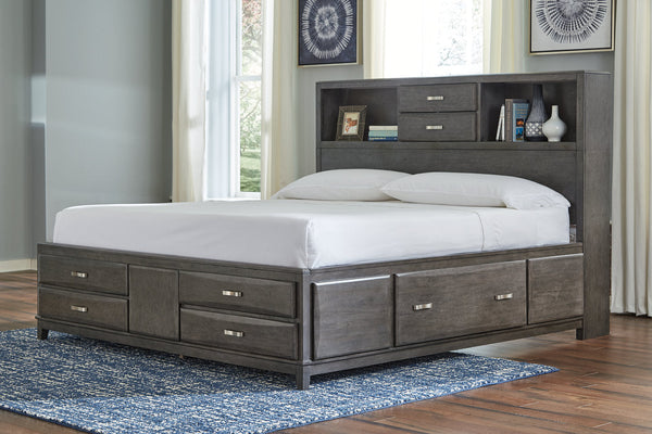 Caitbrook Gray King Storage Bed with 8 Drawers - SET | B476-66 | B476-69 | B476-99 - Nova Furniture