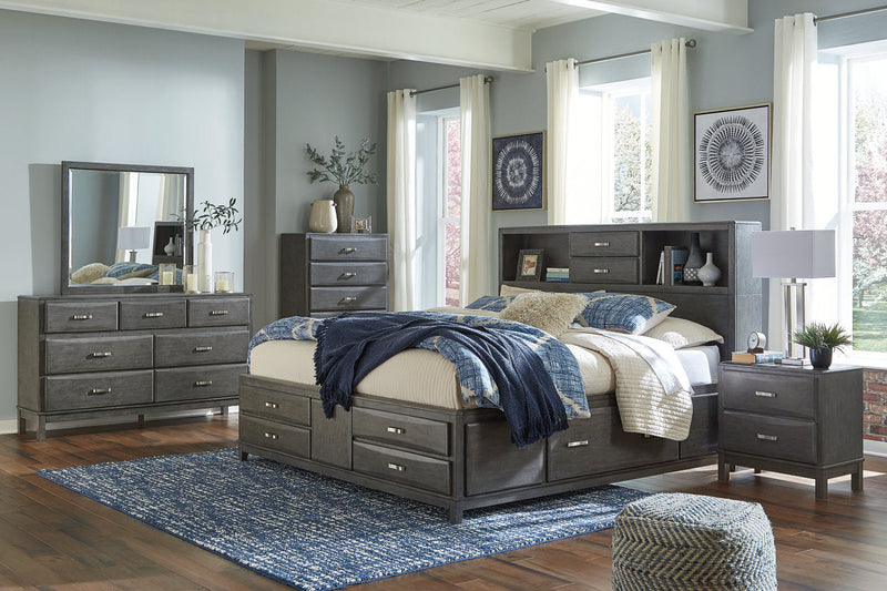 Caitbrook Gray King Storage Bed with 8 Drawers - SET | B476-66 | B476-69 | B476-99 - Nova Furniture