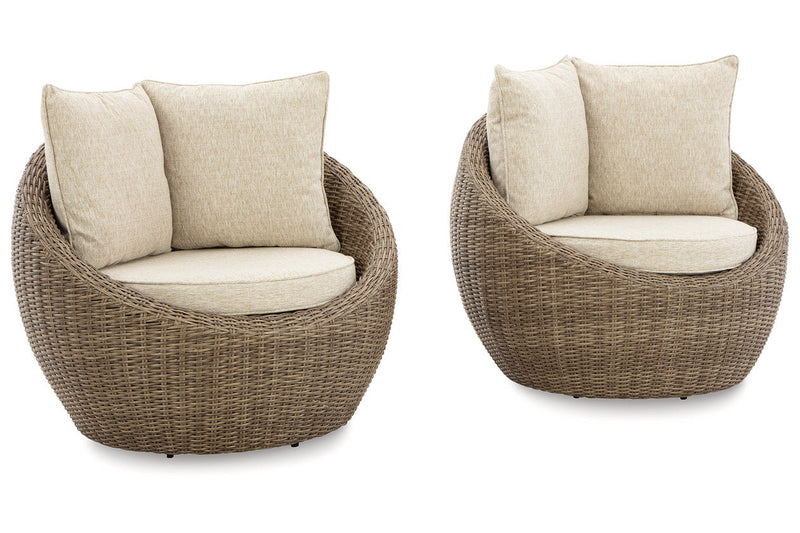 DANSON Beige Swivel Lounge with Cushion, Set of 2 - P505-821 - Nova Furniture