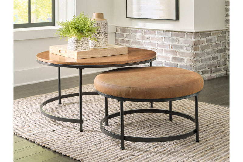 Drezmoore Light Brown/Black Nesting Coffee Table, Set of 2 - T163-22 - Nova Furniture
