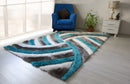 3D Shaggy GRAY-TURQOUISE Area Rug - 3D333