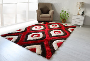 3D Shaggy BROWN-RED Area Rug - 3D151