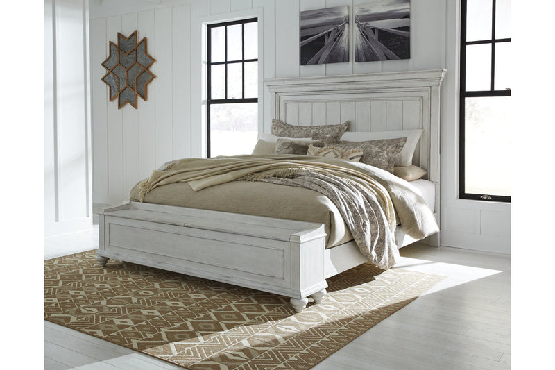 Kanwyn Whitewash King Panel Bed with Storage Bench - SET | B777-56S | B777-58 | B777-97 - Nova Furniture
