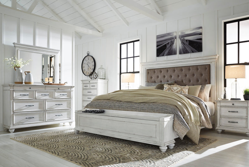 Kanwyn Whitewash Upholstered Storage Bedroom Set - SET | B777-54S | B777-157 | B777-96 | B777-46 | B777-93 - Nova Furniture
