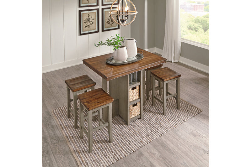Lettner Gray/Brown 5-Piece Counter Height Set - D733-223 - Nova Furniture