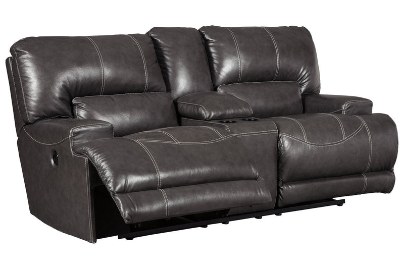 McCaskill Gray Power Reclining Loveseat with Console - U6090096 - Nova Furniture