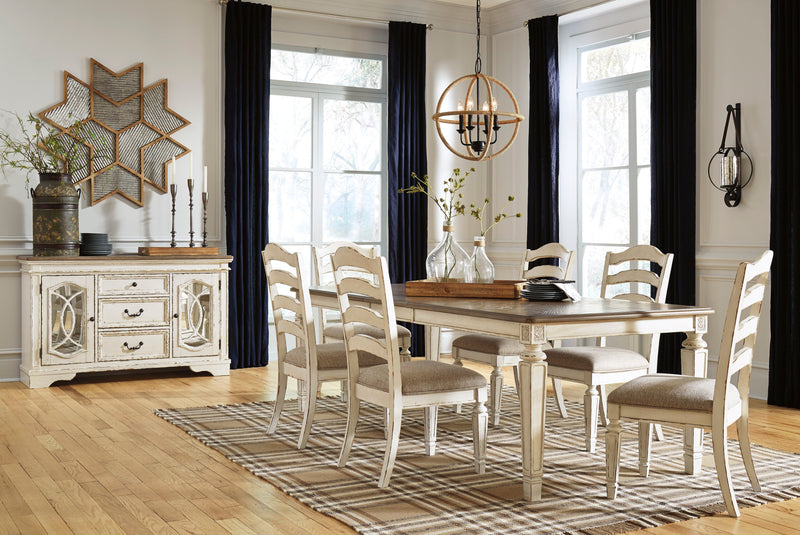 Realyn Chipped White Extendable Ladder Dining Set - SET | D743-45 | D743-01(3) - Nova Furniture