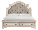 Realyn Chipped White Footboard Storage Platform Bedroom Set - SET | B743-54S | B743-57 | B743-196 | B743-31 | B743-36 - Nova Furniture