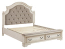 Realyn Chipped White Footboard Storage Platform Bedroom Set - SET | B743-54S | B743-57 | B743-196 | B743-31 | B743-36 - Nova Furniture