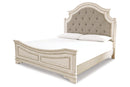 Realyn Chipped White Queen Upholstered Panel Bed - SET | B743-54 | B743-57 | B743-96 - Nova Furniture