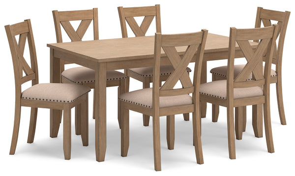 Sanbriar Light Brown Dining Table and Chairs, Set of 7 - D393-425 - Nova Furniture