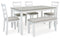 STONEHOLLOW White/Gray Dining Table and Chairs with Bench (Set of 6) - D382-325 - Nova Furniture