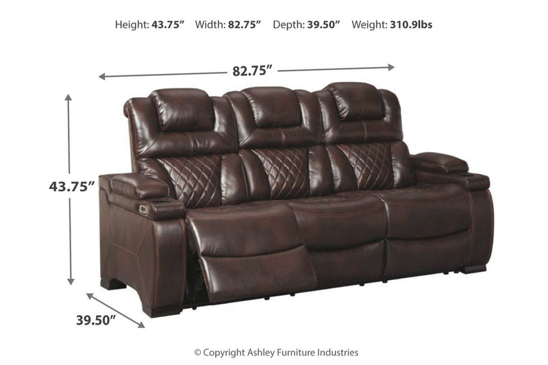 Warnerton Chocolate Power Reclining Sofa - 7540715 - Nova Furniture