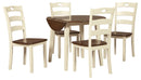 Woodanville Cream/Brown 5-Piece Drop Leaf Dining Set - SET | D335-15 | D335-01(2) - Nova Furniture